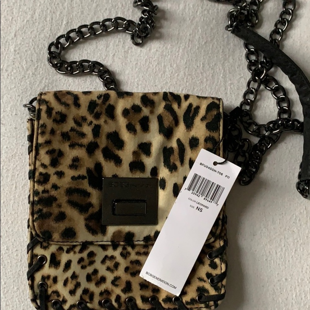 NTW BCBG leopard crossbody with metal handle